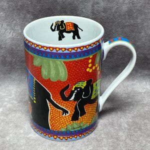 Jharna-Kala Ceramic Mug With Elephant Design By Sri Chinmoy 12oz